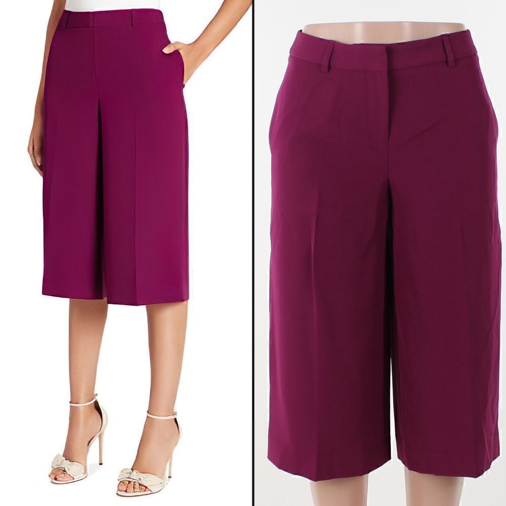 Tahari Asl Culotte Pants - Dark Pomegranate